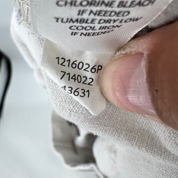 J. Jill Cropped Linen Pants Women's 8 Petite Cream Straight Leg Front Tie - Picture 8 of 9